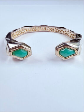 Kara Ross Chrysophrase 925 Sterling Silver Designer Cuff Bracelet